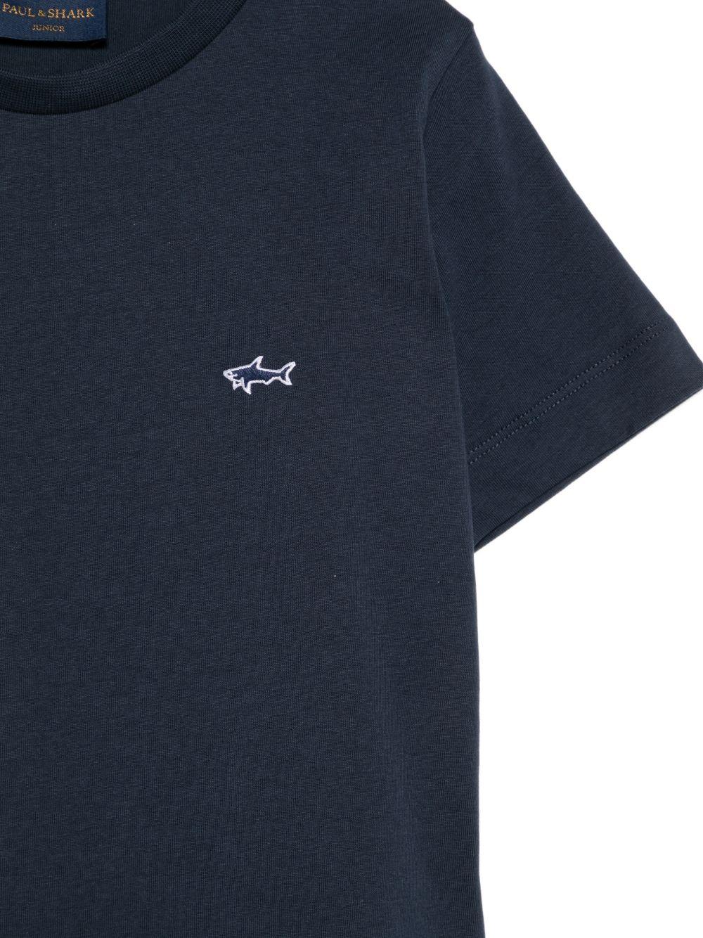 T-shirt per bambino Paul & Shark Kids blu con dettaglio squalo sul davanti WUM004LAA54 42370 PAUL & SHARK KIDS