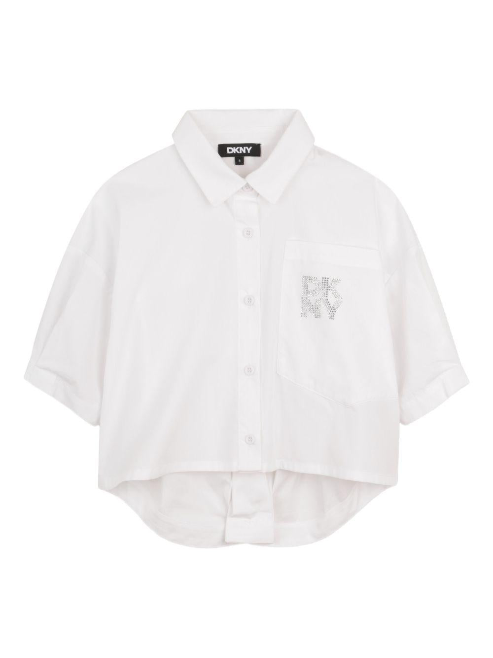 Camicia per bambina Dkny Kids bianca con logo D62567 10P DKNY KIDS