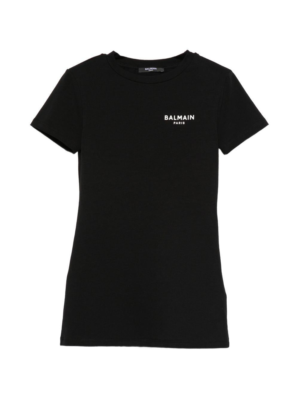 Abito per bambina Balmain Kids nero con dettaglio logo sul petto BY1D81 Z3277 930BC BALMAIN KIDS