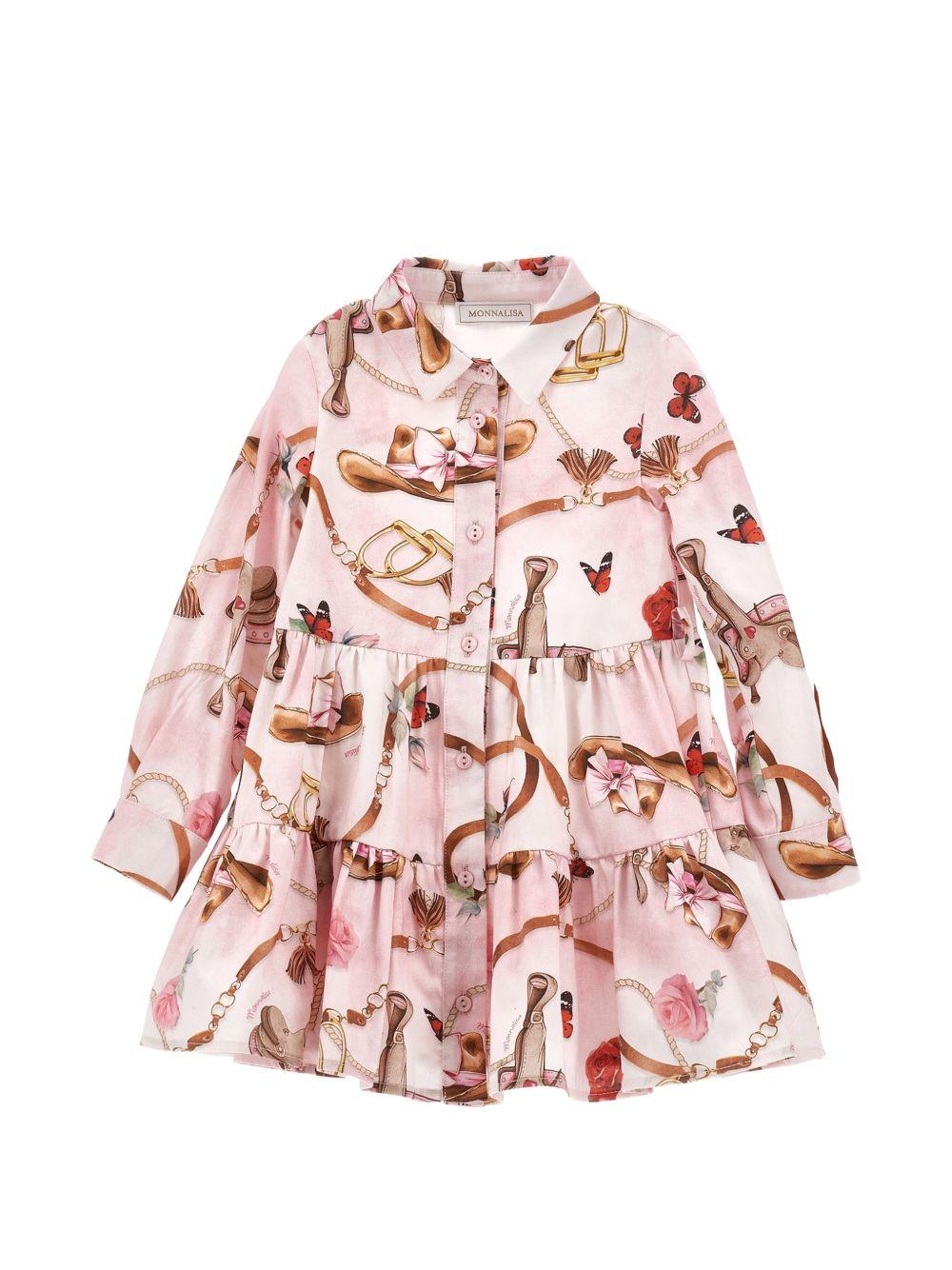 Abito per bambina Monnalisa Kids rosa con stampa grafica all-over 11H912 8622 094F MONNALISA KIDS