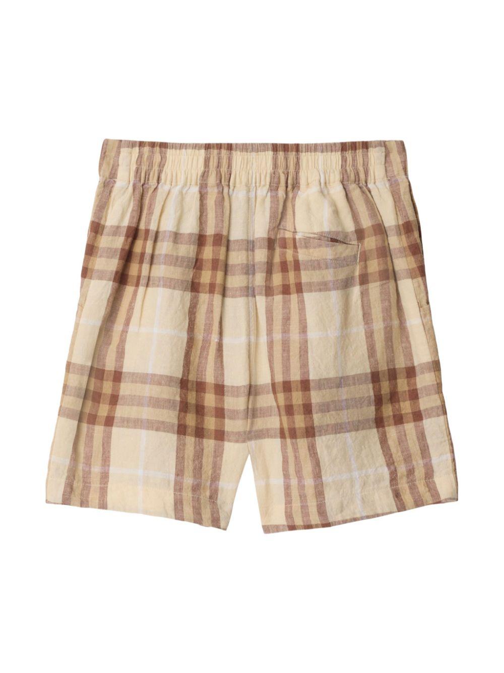 Shorts per bambino Burberry Kids beige con motivo a quadri 8100046 C1737 BURBERRY KIDS