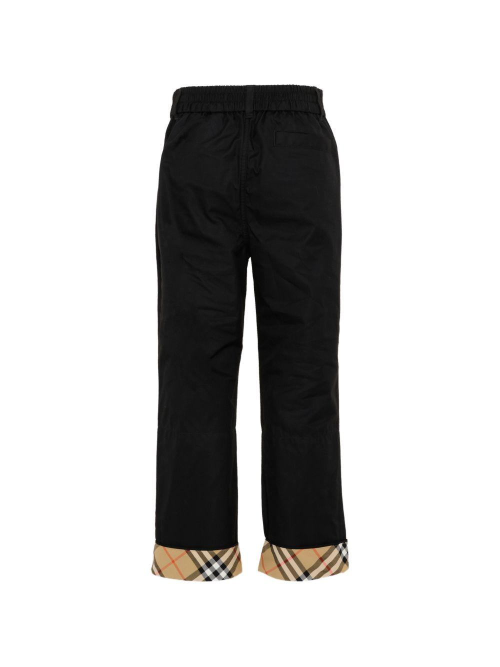 Pantaloni per bambino Burberry Kids nero con risvolto con motivo Check 8131851 A1189 BURBERRY KIDS