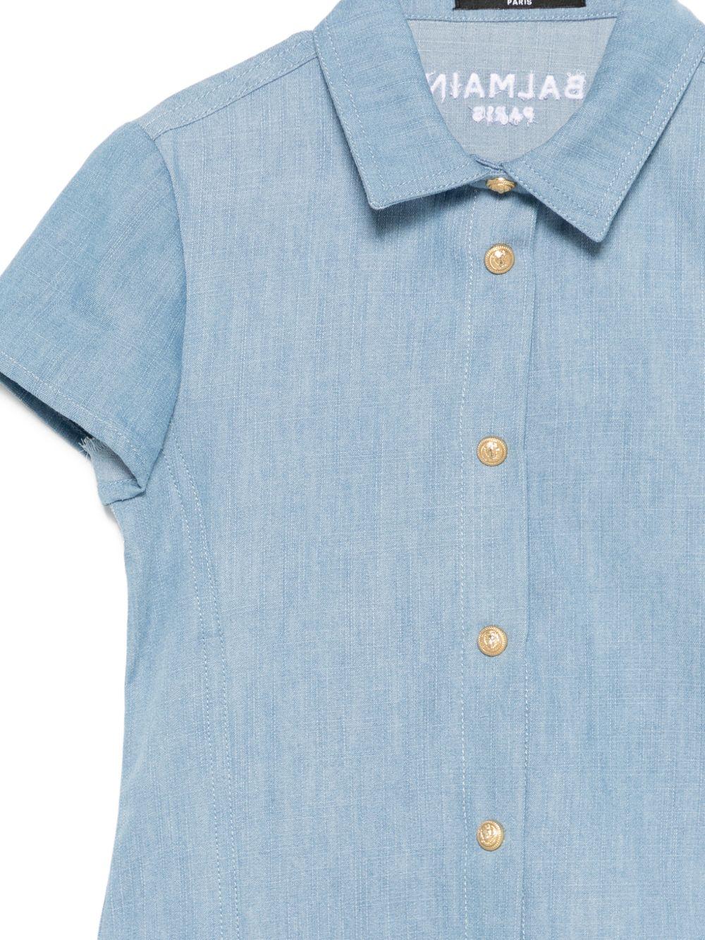 Camicia per bambino Balmain Kids azuzrra con colletto classico BY5A71 P0588 653BC BALMAIN KIDS