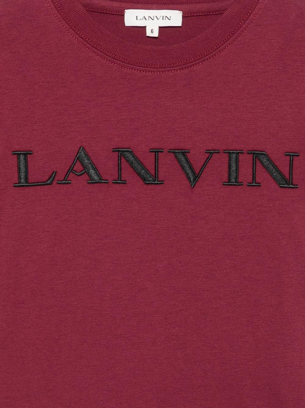 T-shirt per bambino Lanvin Kids bordeaux con logo sul davanti N30426 955 LANVIN KIDS