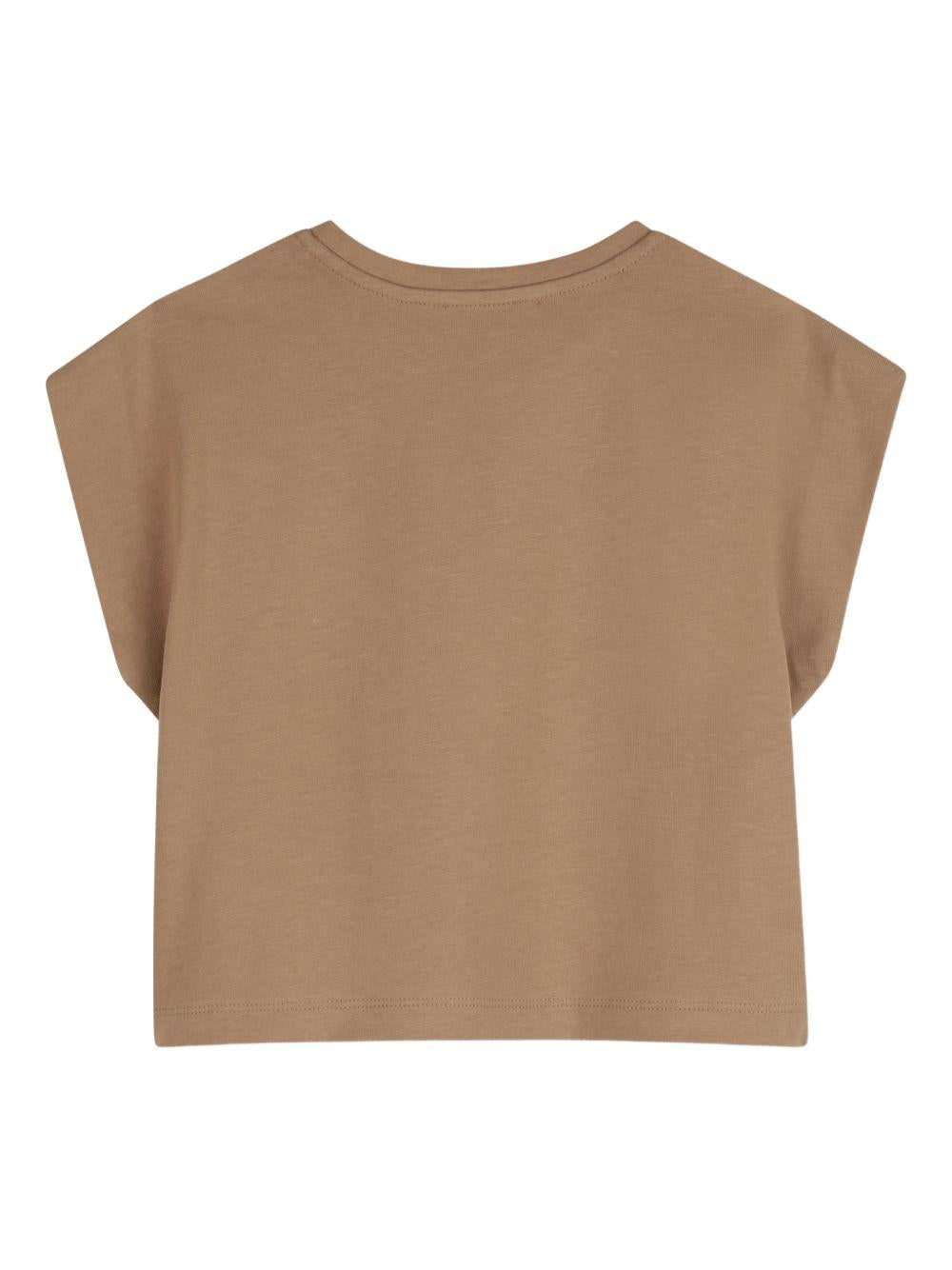 T-shirt per bambina Michael Kors Kids marrone con dettaglio logo R30607 263 MICHAEL KORS KIDS