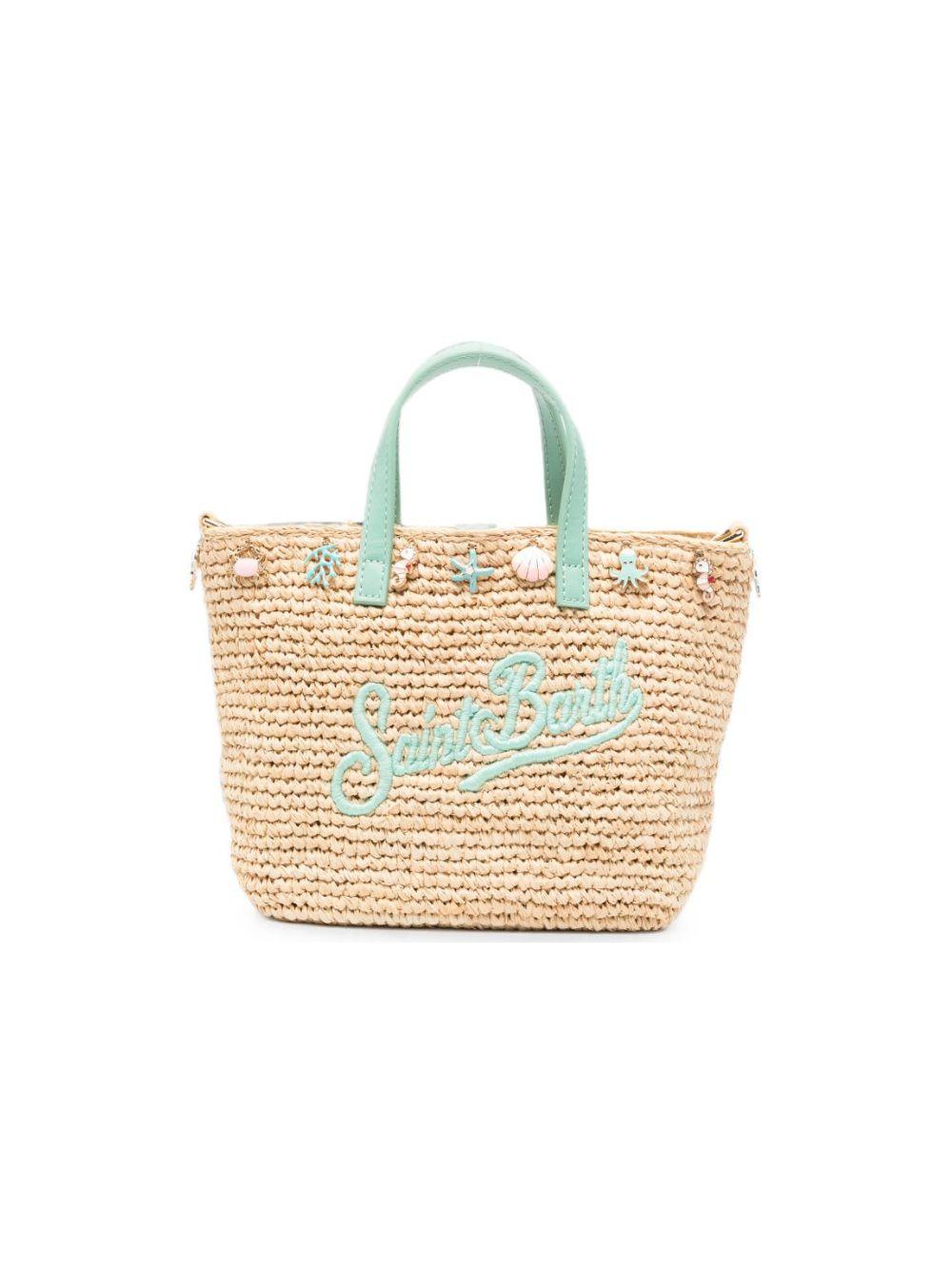 Borsa Mini Rafia City MC2 Saint Barth beige con decorazione con perline RAFC003 00359L MC2 ST. BARTH KIDS