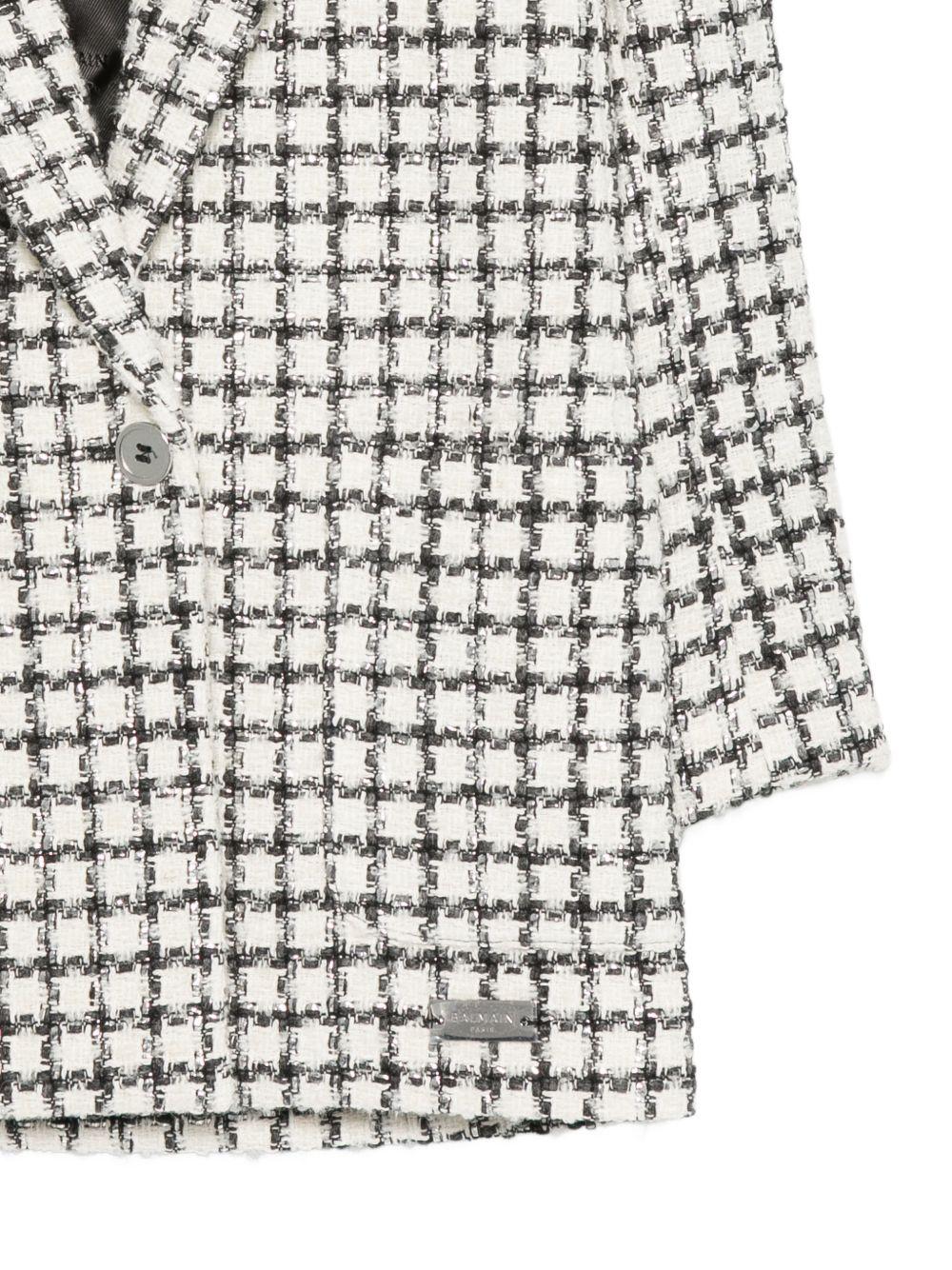 Blazer per bambina Balmain Kids bianco e nero con design in tweed BZ2A94 E0253 102AG BALMAIN KIDS
