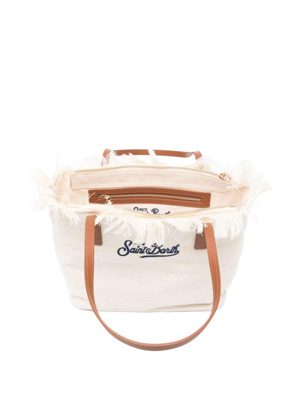 Borsa City Medium MC2 Saint Barth bianca con frange CBMF001 01034L MC2 ST. BARTH KIDS