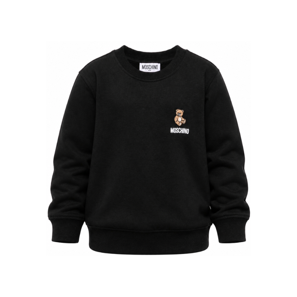 Felpa per bambini Moschino Kids nera con ricamo Teddy bear HUF0A9LCA40 60100 MOSCHINO KIDS