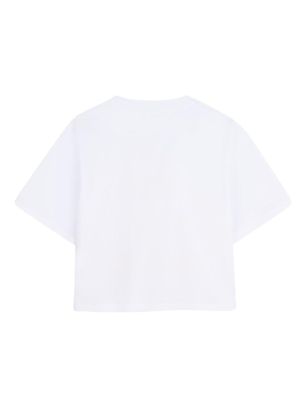 T-shirt per bambina Dkny Kids bianca con scritta sul davanti D62579 535 DKNY KIDS