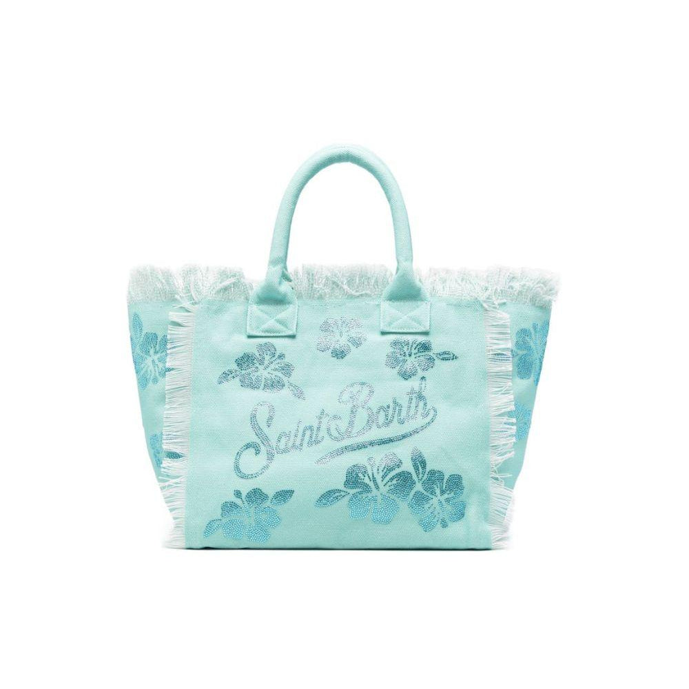 Borsa Vanity MC2 Saint Barth azzurro con motivo floreale glitterato VANI001 09672L MC2 ST. BARTH KIDS