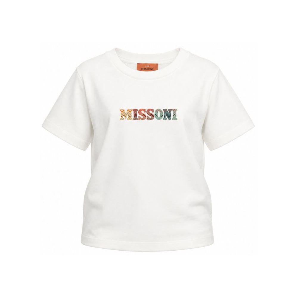 T-shirt per bambini Missoni Kids bianca con scritta logo multicolore MZ8H31 Z3672 102 MISSONI KIDS