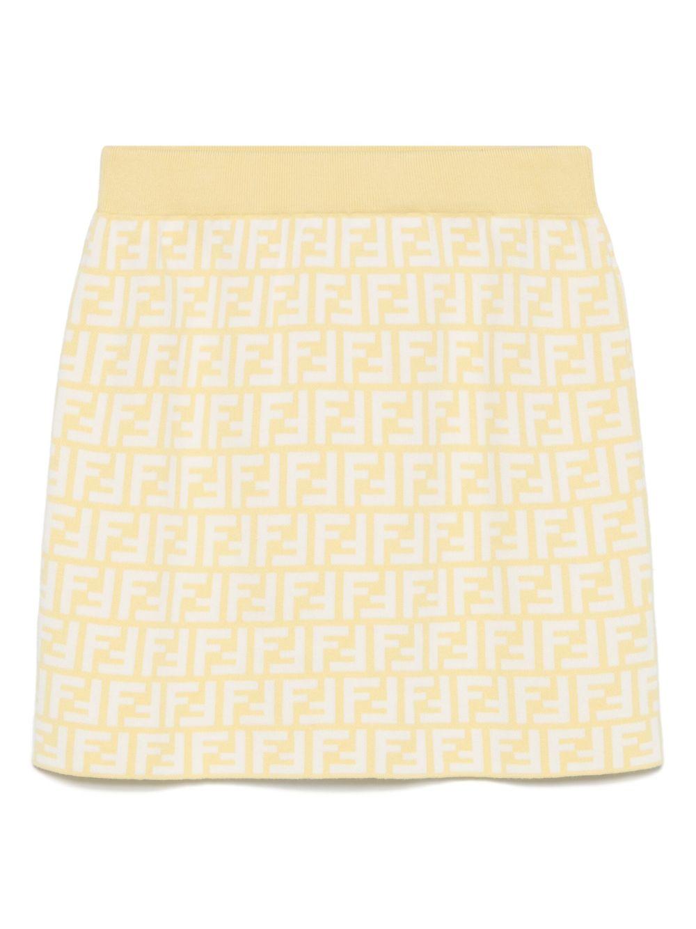 Gonna in maglia per bambina Fendi Kids giallo con monogramma FF all-over JFG201 AQUH F1R4R FENDI KIDS