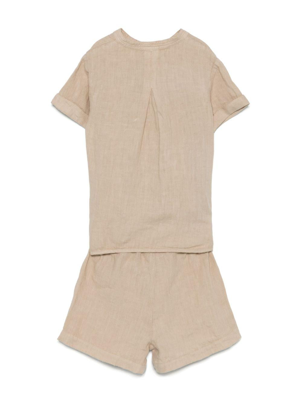 Set con shorts per neonato Il Gufo beige in lino P25DP517L6009 126 IL GUFO