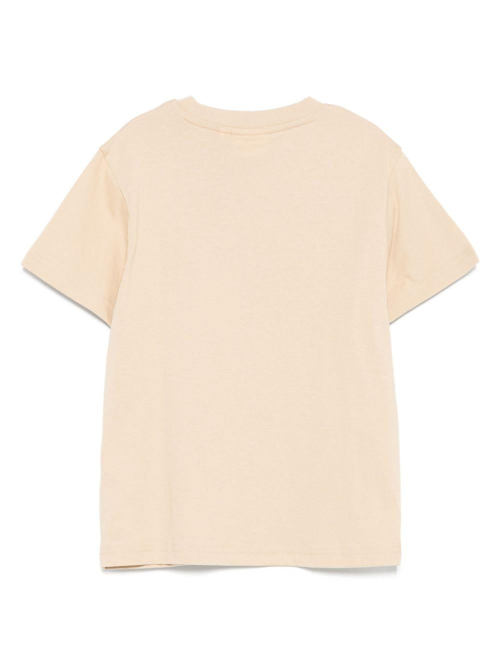 T-shirt per bambino Hugo Kids beige con logo sul davanti G00572 249 Hugo