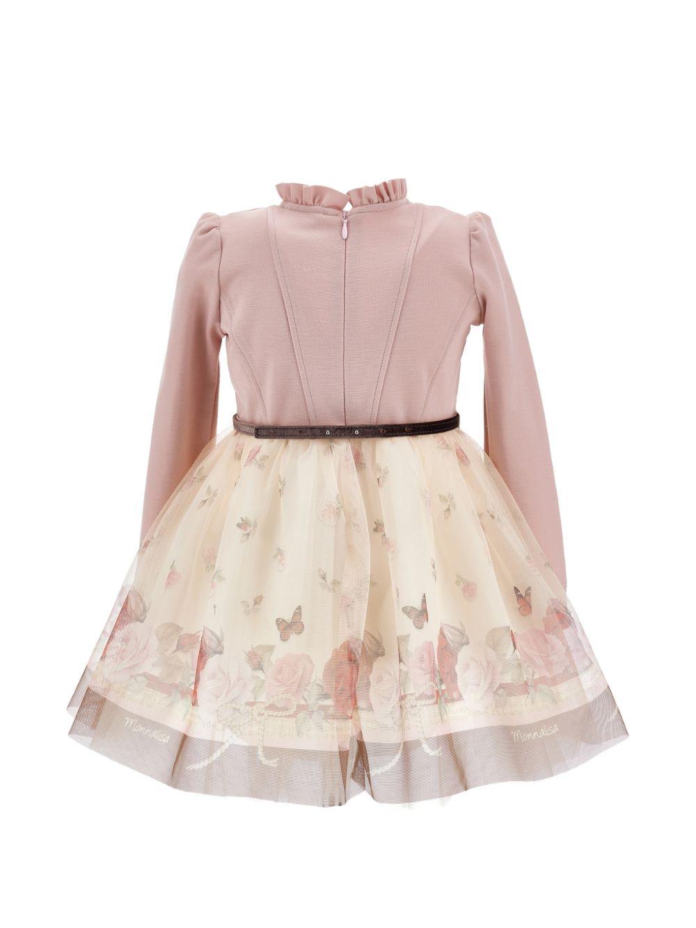 Abito per bambina Monnalisa Kids rosa con stampa a fiori 11H913 8621 0684 MONNALISA KIDS