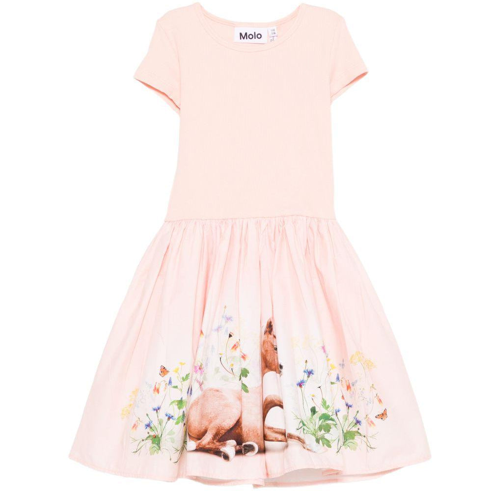 Abito Cissa per bambina Molo rosa con stampa animali 2S26E102 5674 MOLO KIDS