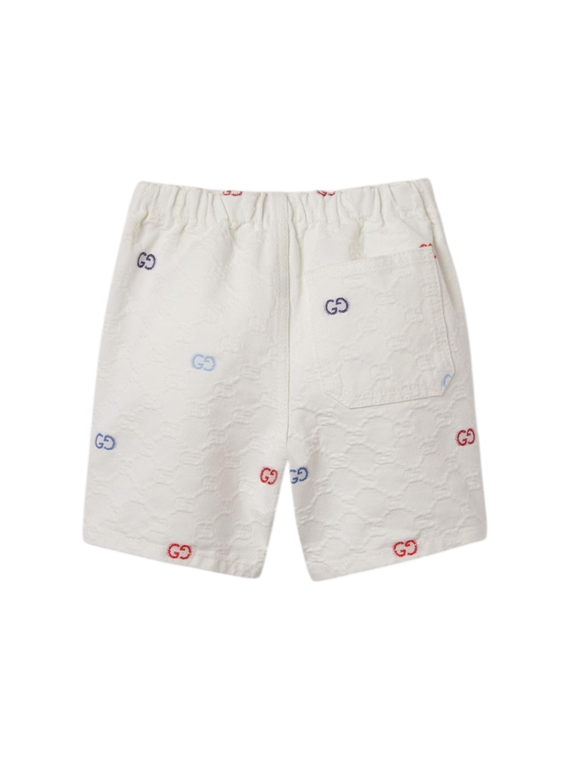 Shorts per neonato Gucci Kids bianchi con logo GG all-over 848984XDDFC 9066 GUCCI KIDS