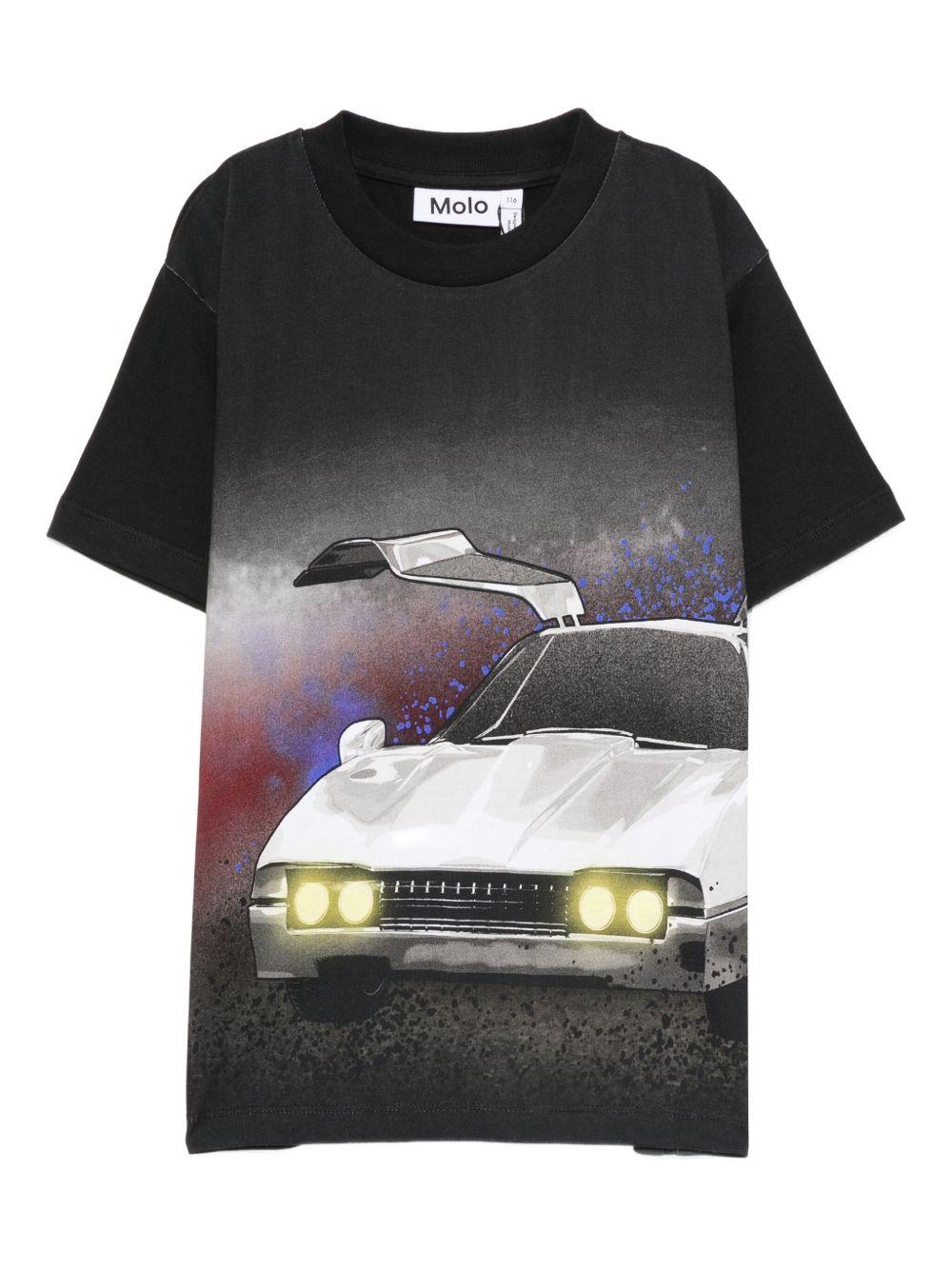 T-shirt per bambino Molo nera con stampa auto 1W25A202 4993 MOLO