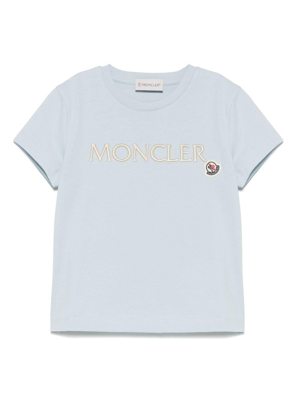 T-shirt per bambino Moncler Enfant azzurro in cotone con logo K19548C0001389AT9 70E MONCLER ENFANT