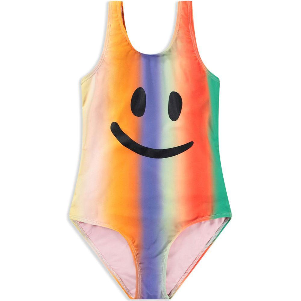 Costume intero per bambina multicolor Nika con design elasticizzato e stampa smiley 8S25P520 3791 MOLO