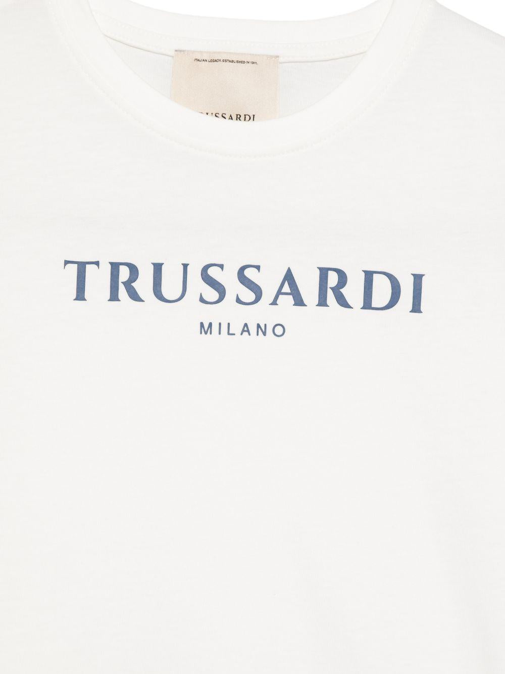 T-shirt per bambino Trussardi Junior bianca con dettaglio logo TBP26107TS OFF-WHITE TRUSSARDI KIDS