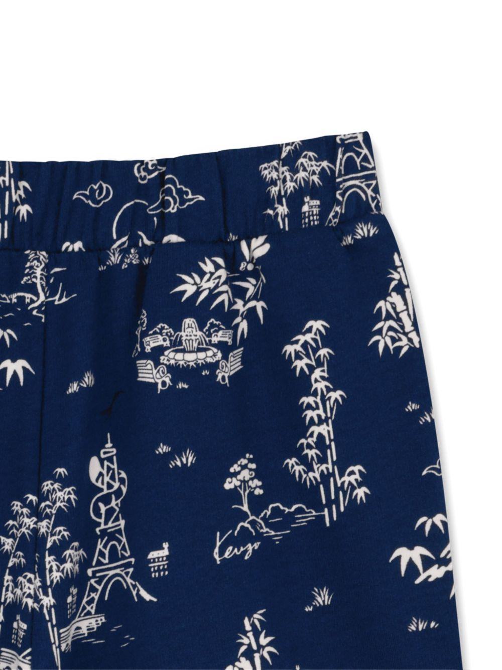 Bermuda per bambino Kenzo Kids blu con stampa grafica all-over K61650 84N KENZO KIDS