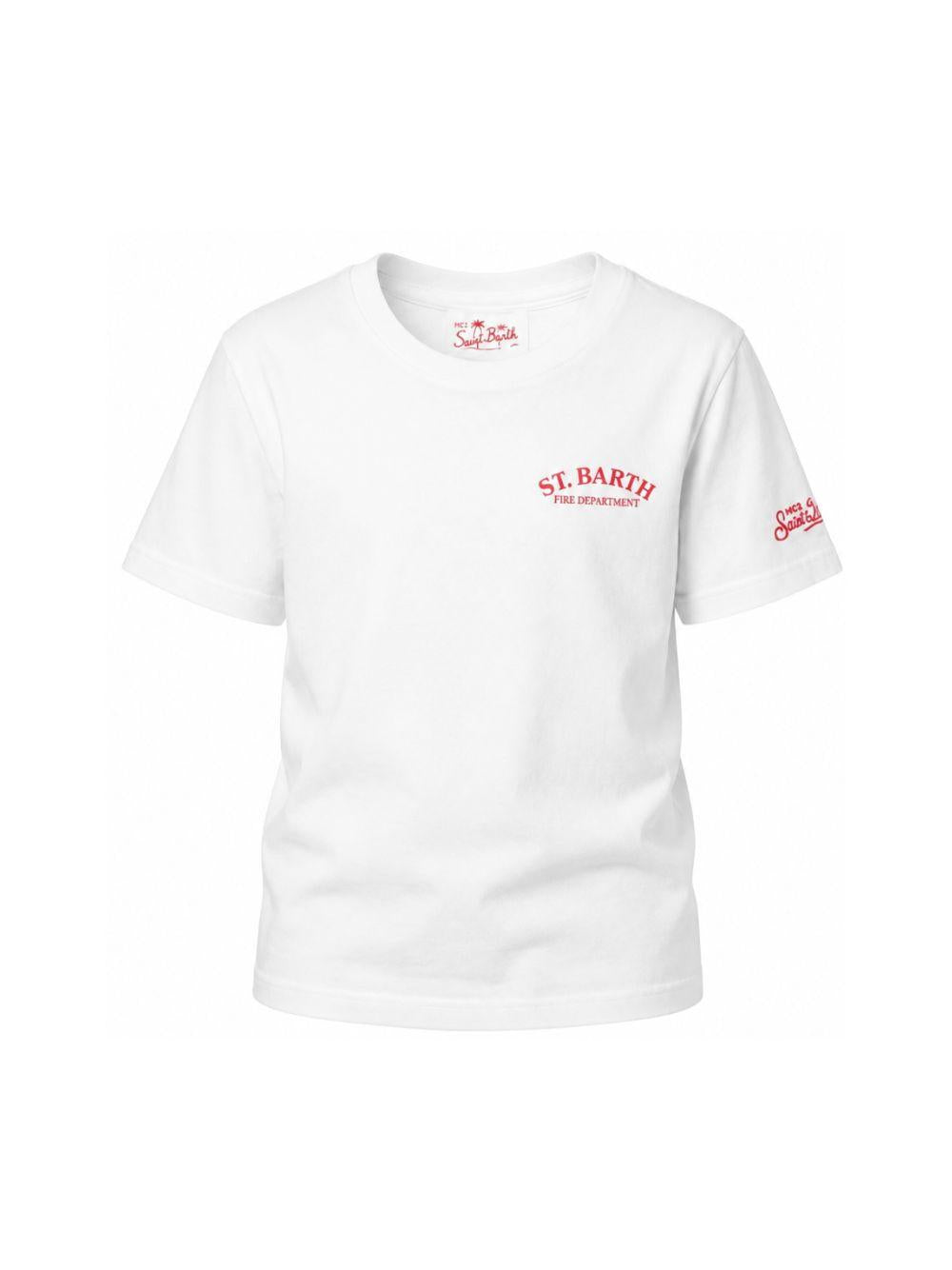 T-shirt per bambino MC2 Saint Barth Kids bianca con stampa grafica sul retro PRL0001 03462L MC2 ST. BARTH KIDS