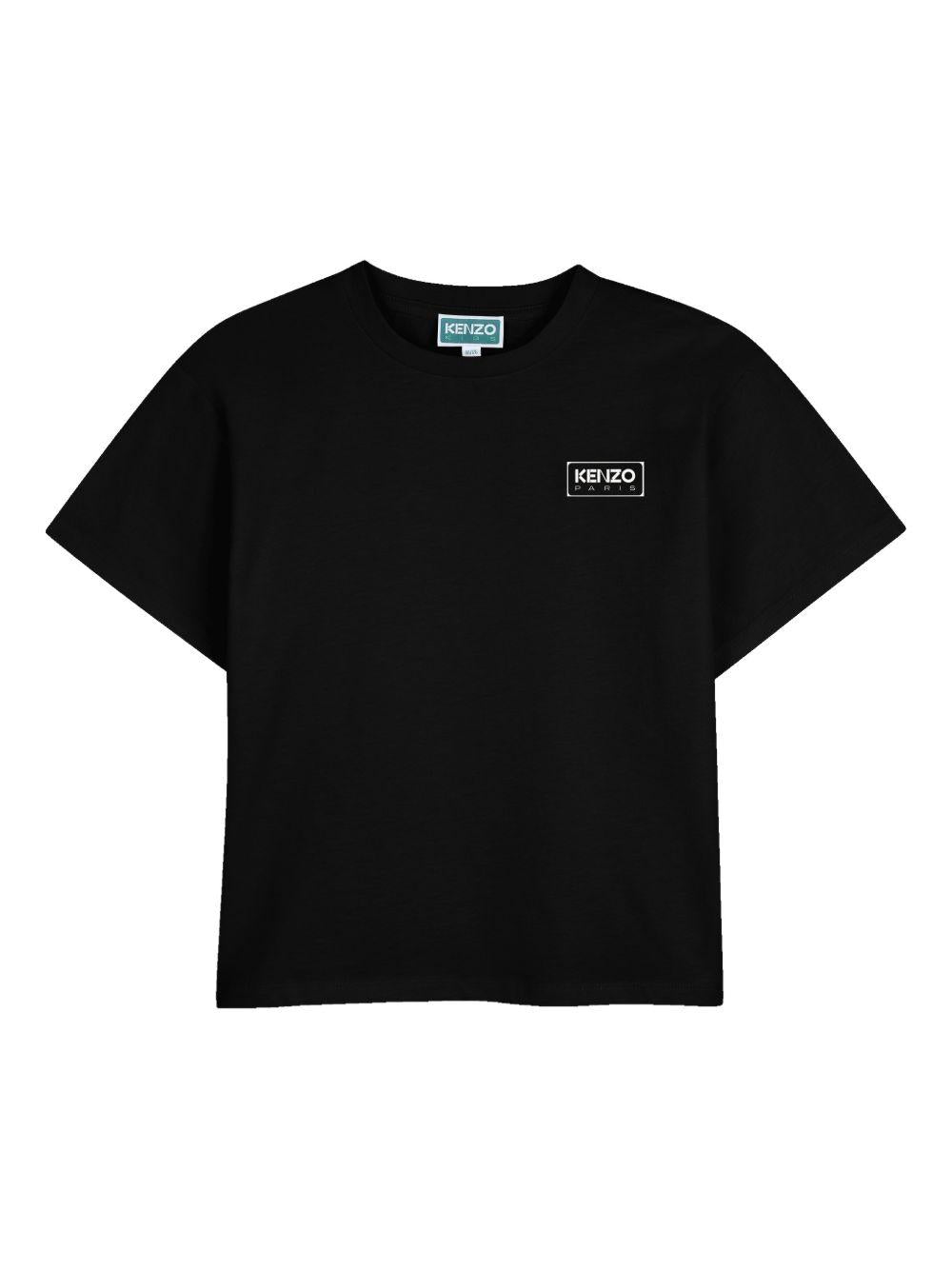 T-shirt per bambino Kenzo Kids nera con logo sul davanti K61681 09B KENZO KIDS