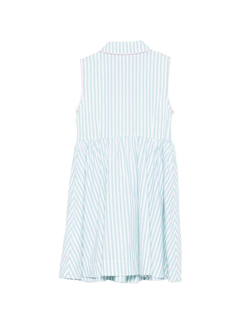 Abito per bambina MC2 Saint Barth Kids bianco e verde con motivo a righe EML0001 01698L MC2 ST. BARTH KIDS