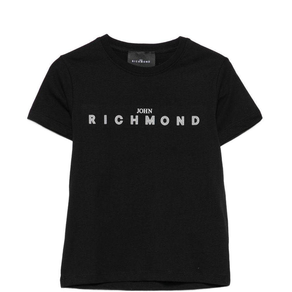T-shirt per bambino John Richmond Junior nero con dettaglio logo RBP26008TS BLACK JOHN RICHMOND KIDS