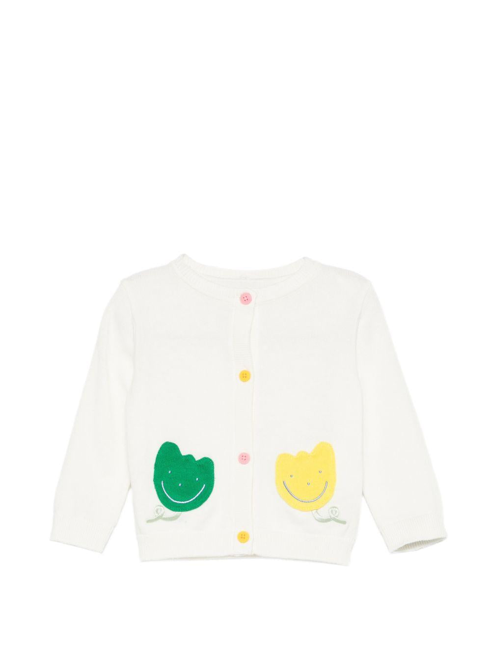 Cardigan per neonata Stella McCartney Kids bianco con applicazioni TY9120 Z1876 101 STELLA McCARTNEY KIDS
