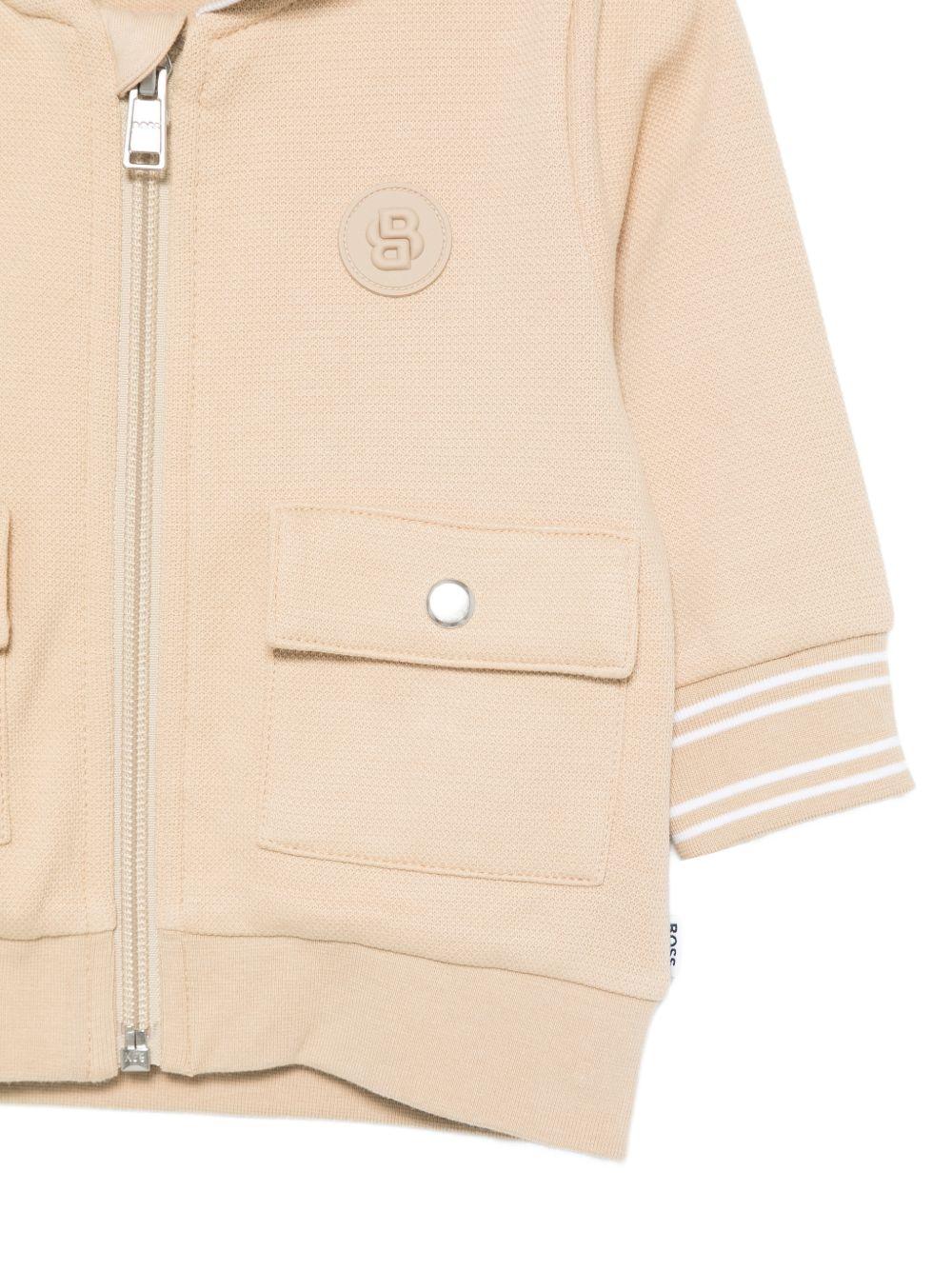 Felpa per neonato Boss Kids beige con cappuccio e tasca J52869 249 BOSS KIDS