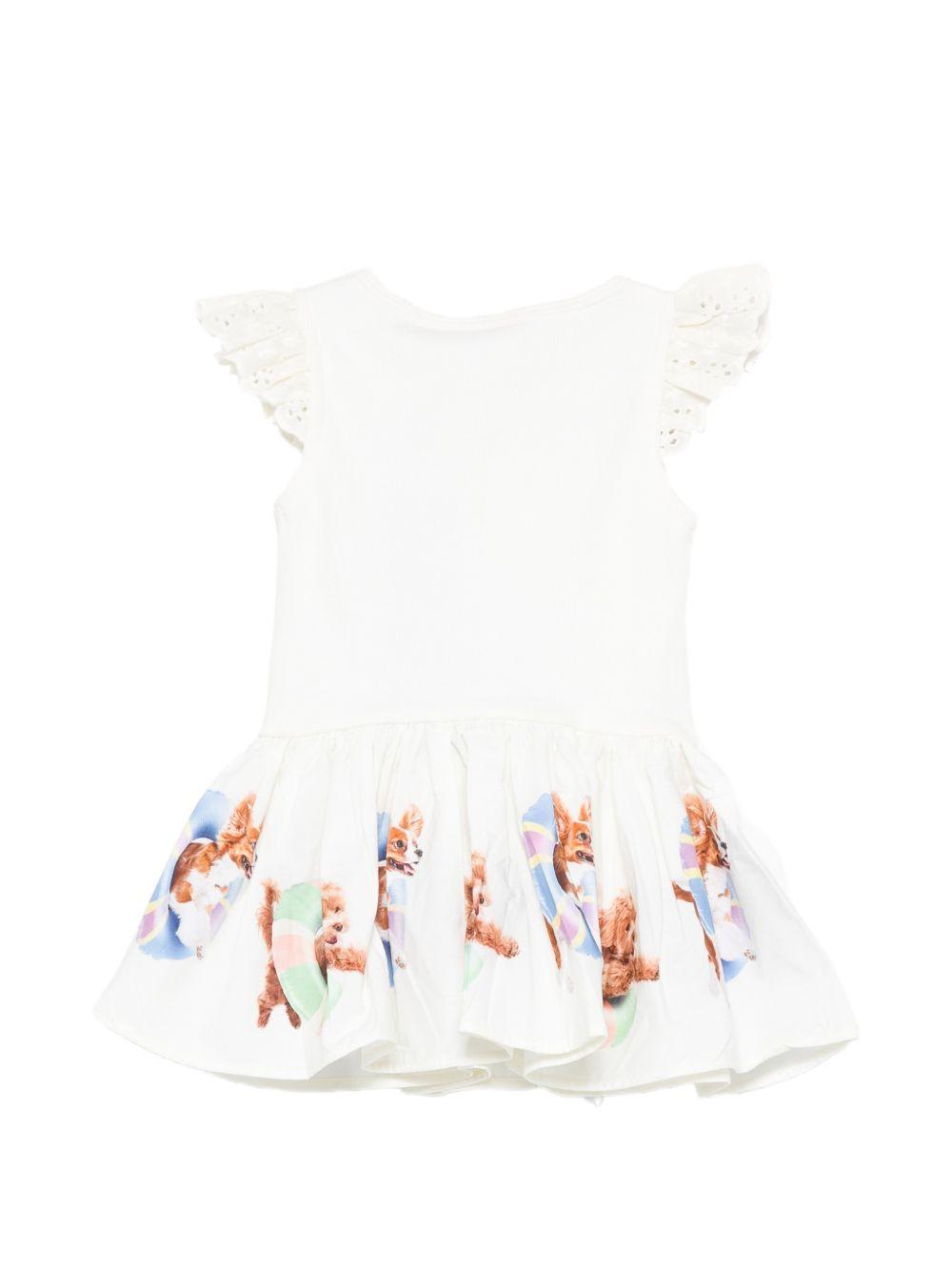 Abito Cimi per neonata Molo bianco con stampa animalier 4S26E116 5666 MOLO KIDS