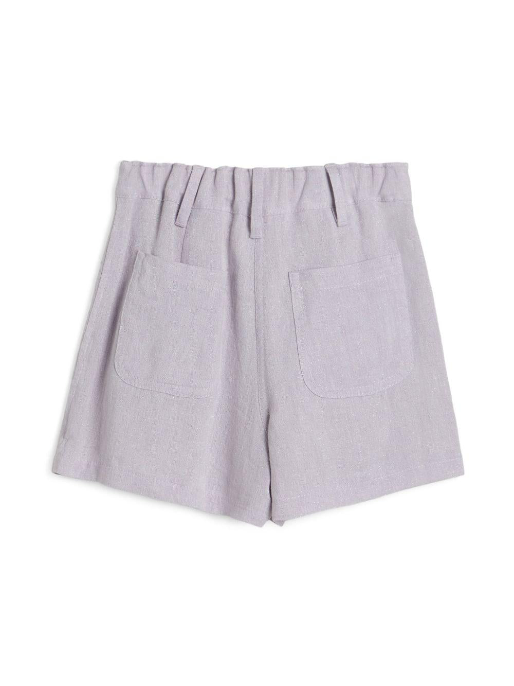 Shorts in tela per bambina Brunello Cucinelli Kids Lilla con glitter BH547S285 C167 BRUNELLO CUCINELLI KIDS
