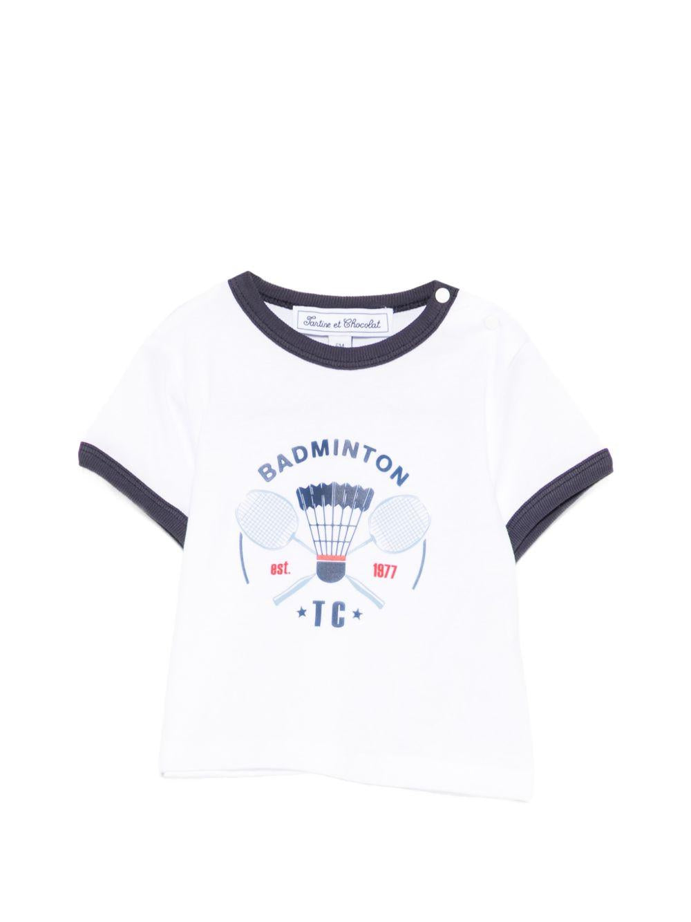 T-shirt per neonato Tartine Et Chocolat bianca con stampa grafica sul davanti CC10021 04 TArtine & Chocolat KIDS