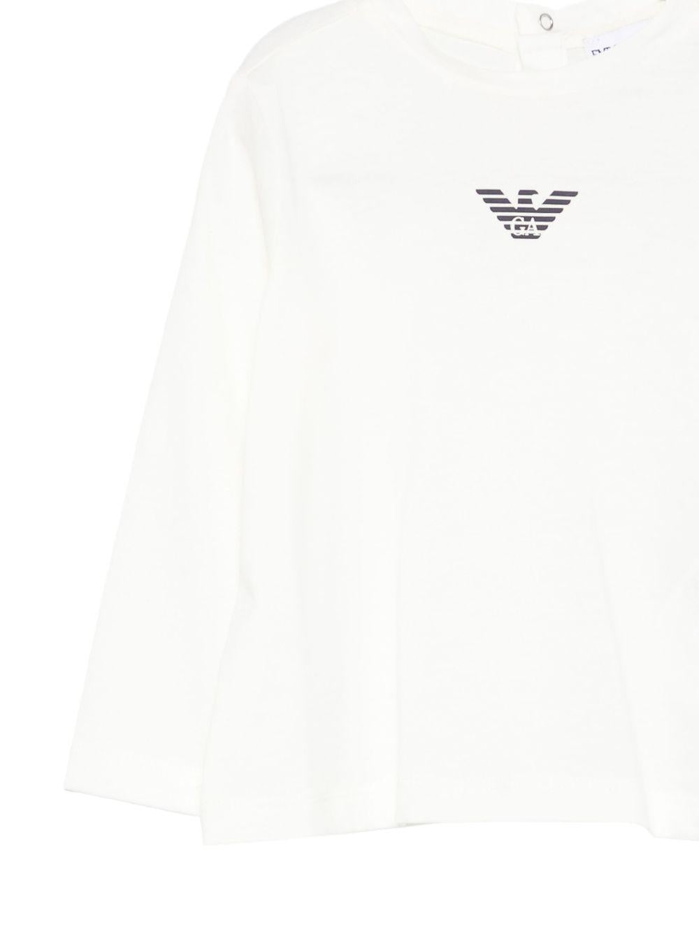 T-shirt per neonato Emporio Armani Kids bianca con logo Aquila sul davanti EB000418 AF15013 M0134 EMPORIO ARMANI KIDS
