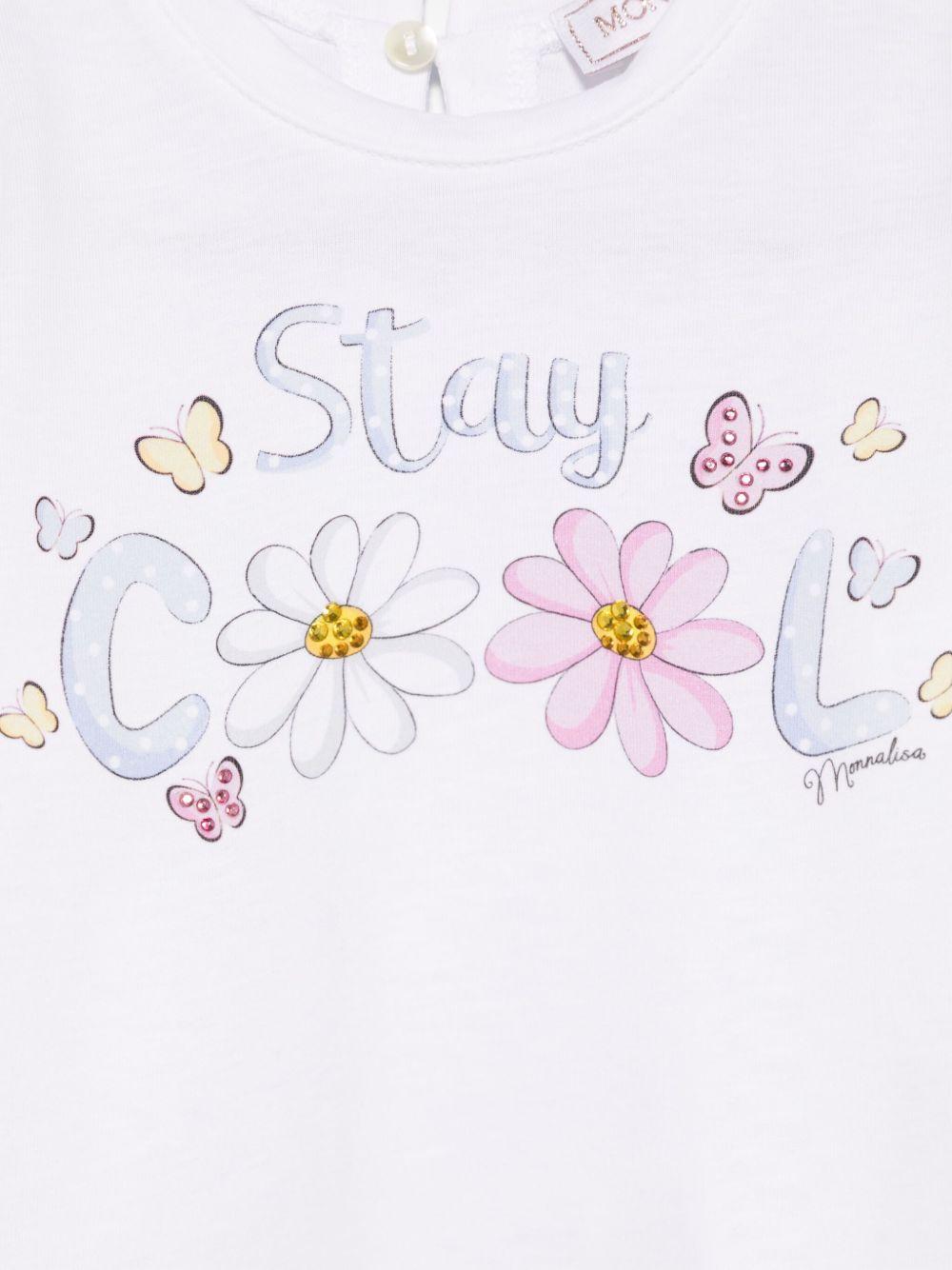 T-shirt per neonata Monnalisa bianco Stay Cool con stampa 39E611 5002 0099 MONNALISA