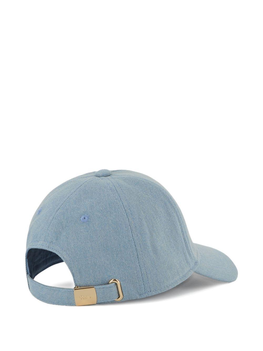 Cappello per bambina Chloé Kids in denim con ricamo logo C20869 Z10 CHLOE' KIDS