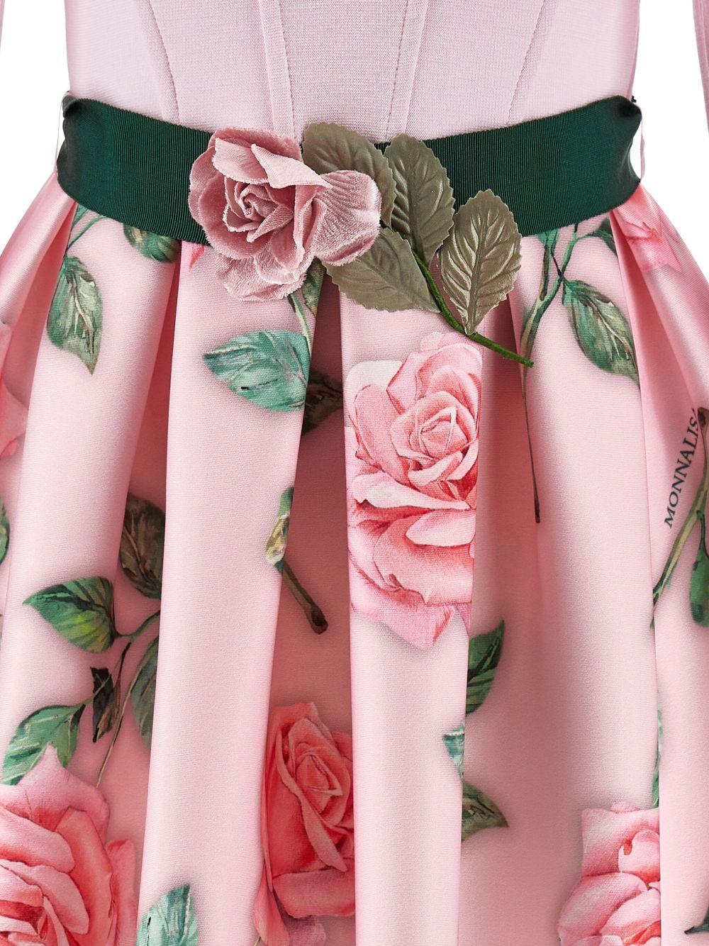 Abito per bambina Monnalisa rosa con decorazione a fiori 11F919 6661 0093 MONNALISA