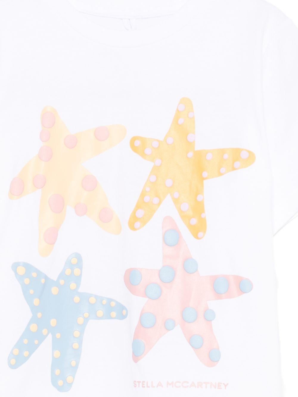 T-shirt per bambini Stella McCartney Kids bianca con stampa stelle marine TY8A81 Z0434 100 STELLA McCARTNEY KIDS