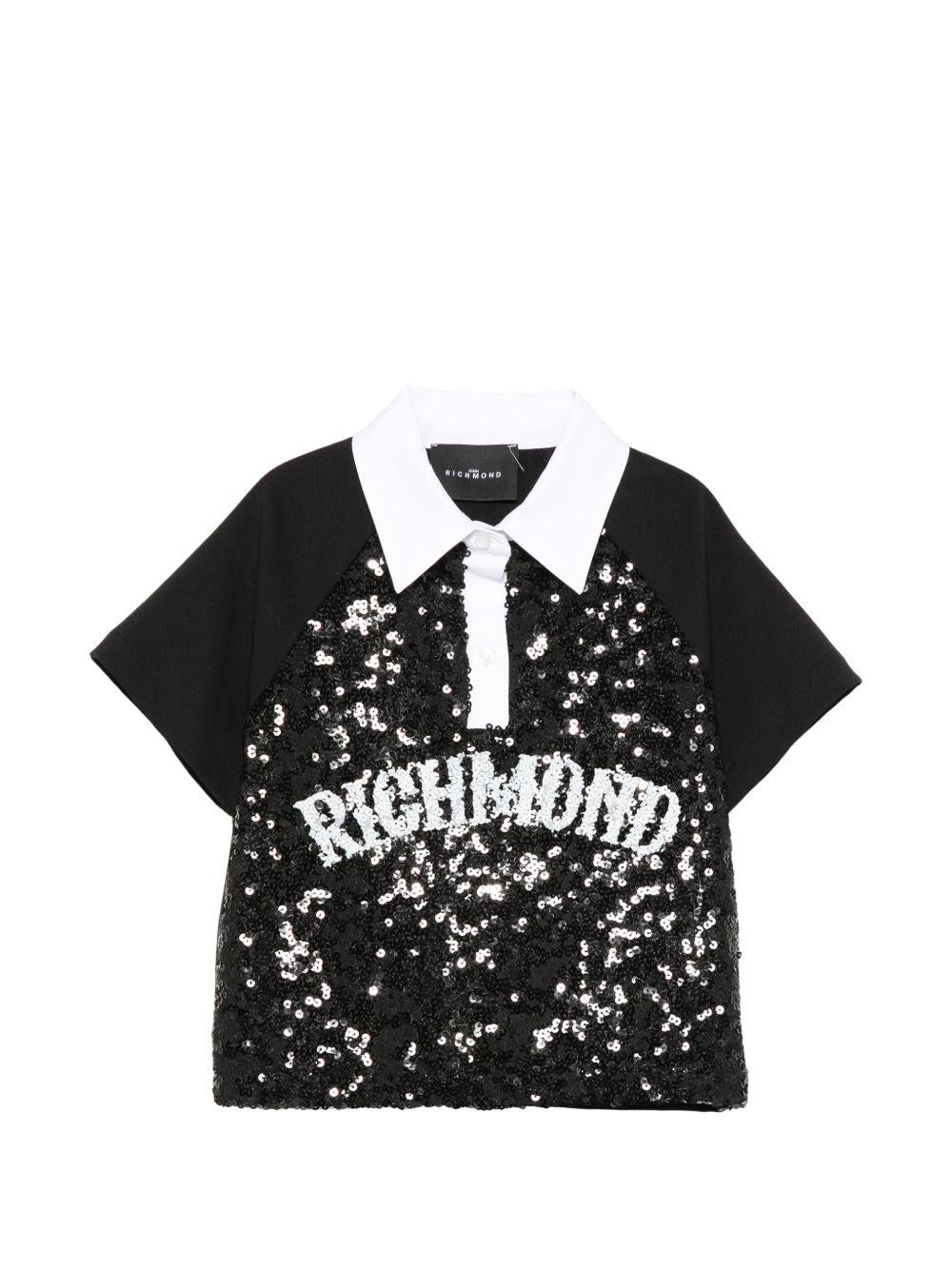 T-shirt per bambina Jhon Richmond Junior nero in paillettes RGP26041PO BLACK JOHN RICHMOND JUNIOR