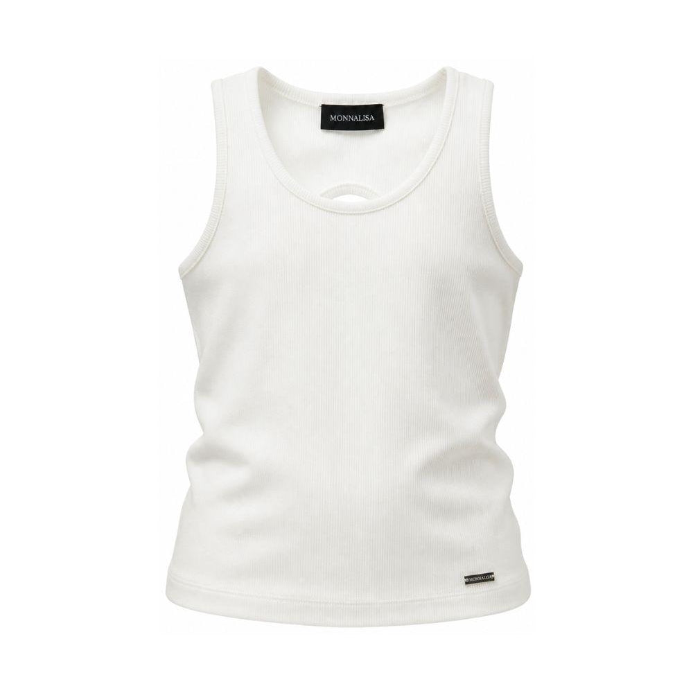 Top per bambina Monnalisa bianco a coste con dettaglio cut-out 49G600 7041 0001 MONNALISA KIDS