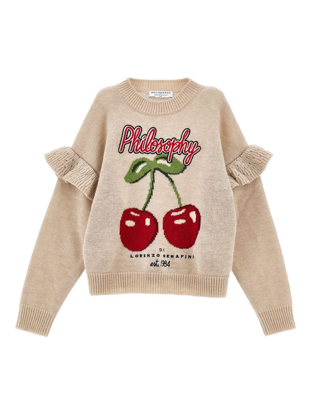 Maglione per bambina Philosophy Di Lorenzo Serafini Kids beige con ruches I9F604 6066 P003 PHILOSOPHY