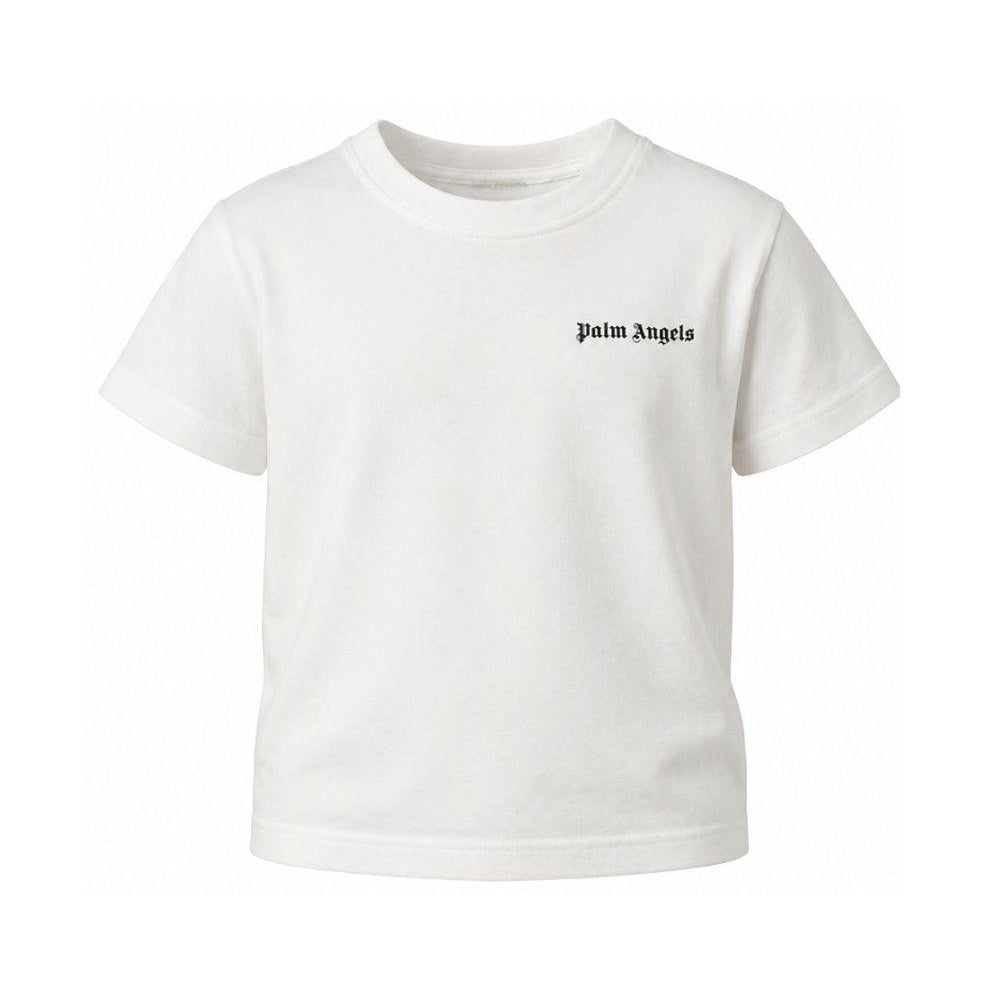 T-shirt per bambino Palm Angels Kids bianca con logo sul davanti PBAA003S26JER002 002 PALM ANGELS KIDS