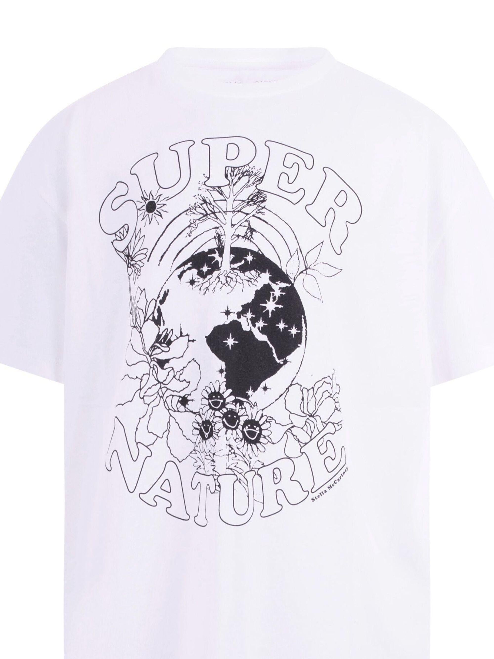 T-shirt per bambino Stella McCartney Kids bianca con stampa naturalistica sul davanti TY8B81 Z0434 100 STELLA McCARTNEY KIDS