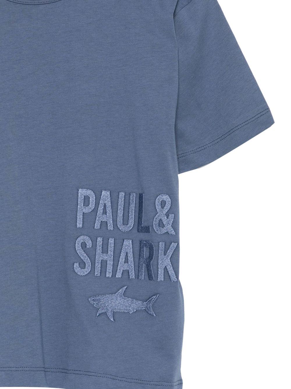 T-shirt per bambino Paul & Shark Kids blu con logo sul davanti WUM006LAA53 41110 PAUL & SHARK KIDS