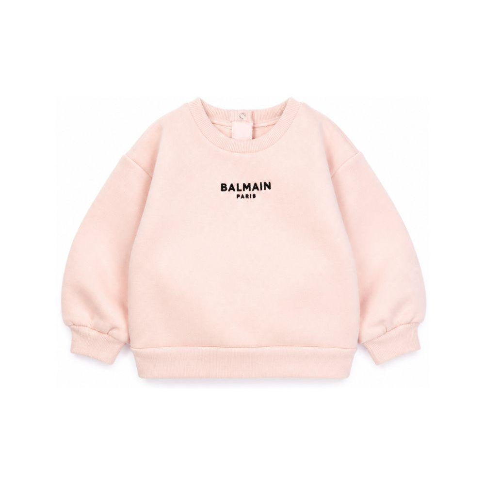 Felpa per neonata Balmain Kids rosa con stampa grafica sul davanti BZ4010 Z3183 508NE BALMAIN KIDS