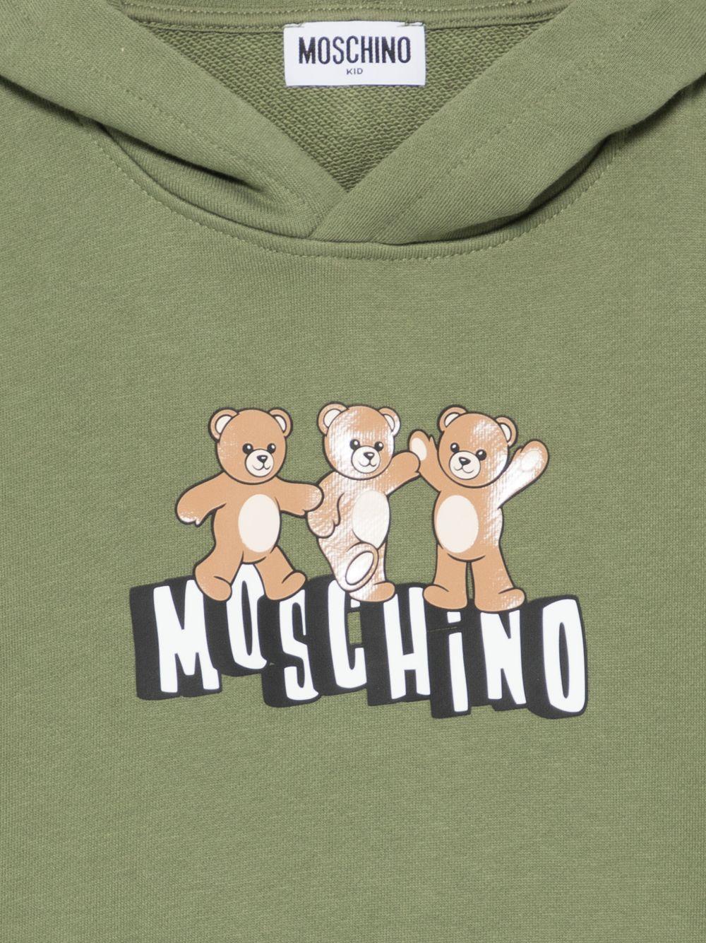 Felpa per bambini Moschino Kids verde con stampa tre Teddy Bear HQF07KLCA89 30037 MOSCHINO KIDS