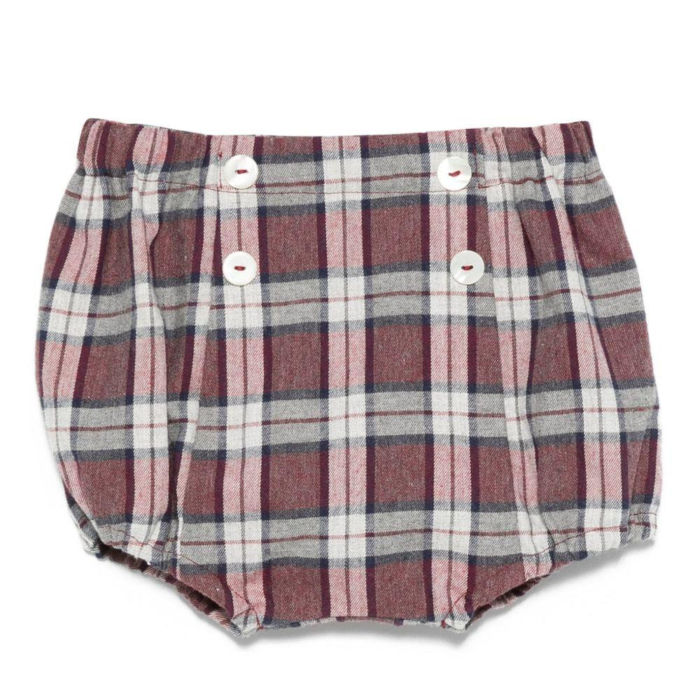 Shorts per neonato Mariella Ferrari bordeaux e bianco con motivo a quadri PGB2 046 MARIELLA FERRARI